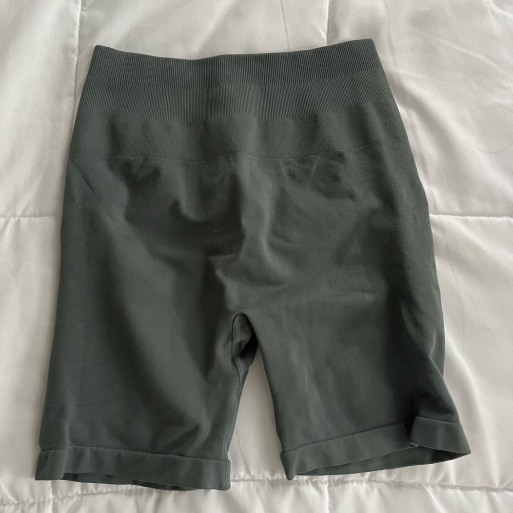 Sage-Green Aurola Workout Shorts